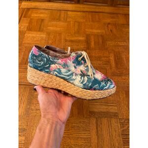 Via Mediterranean by Veletto lace up leather espadrille shoes size 40